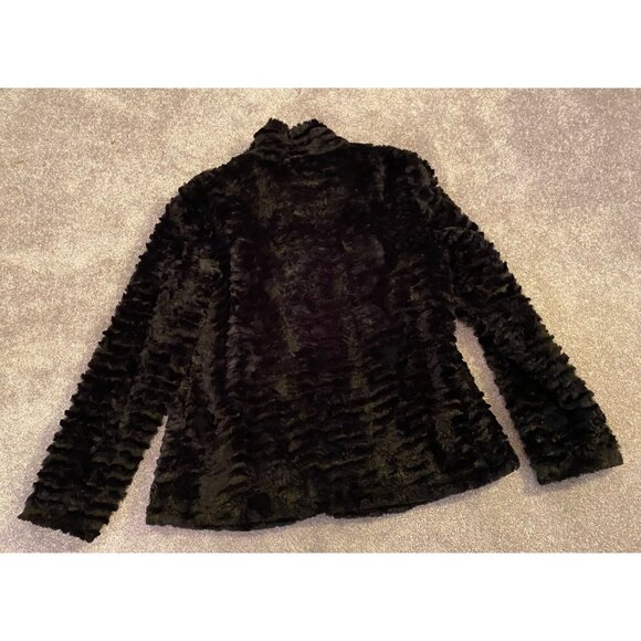 JM Collection Womens Black Faux Fur Jacket Medium - Picture 3 of 16